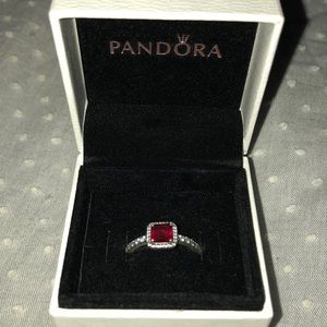 Timeless elegance ring by pandora, with ruby